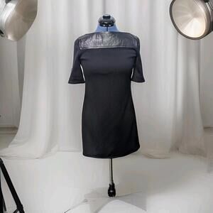 NEW ATTO Sexy Black & Blue Leather Accented Open Back Dress (Size 38/6) - $1,395